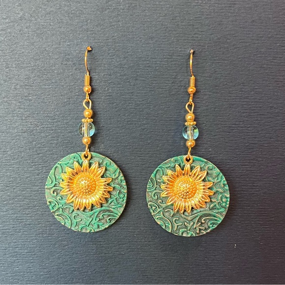 Jewelry - Sunflower hippie BOHO western turquoise earrings
